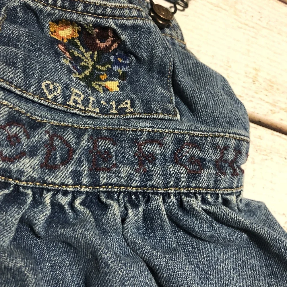 Ralph Lauren Denim Jumper Dress Infant Size 12 Months Embroidered